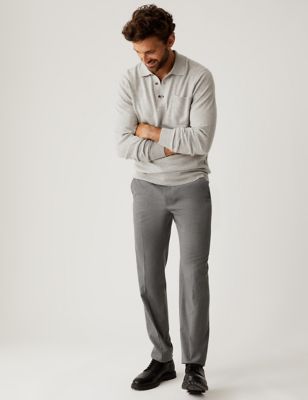 Tailored Fit Flannel Stretch Trousers