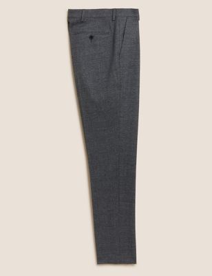 Brushed Check Flat Front Trousers