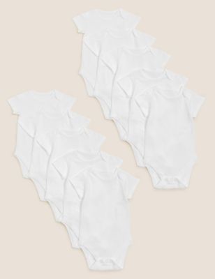 10pk Pure Cotton Short Sleeve Bodysuits (6½lbs - 3 Yrs)