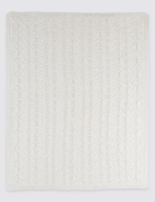 Pure Cotton Cable Knitted Fleece Shawl