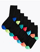 Комплект хлопковых носков с разноцветными пяткой и носком (7 штук)