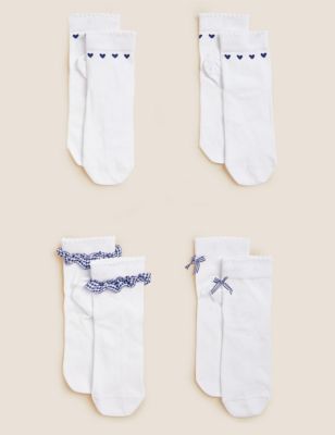 4pk Cotton Rich School Socks