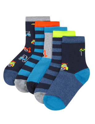 

Хлопковые носки Freshfeet™ с принтом "транспорт" для мальчика 1-7 лет (5 пар)