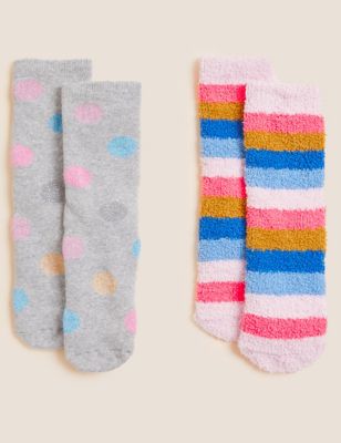 2pk Spotty Striped Socks