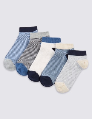 

5 Pairs of Freshfeet™ Striped Trainer Liner Socks (3-16 Years)
