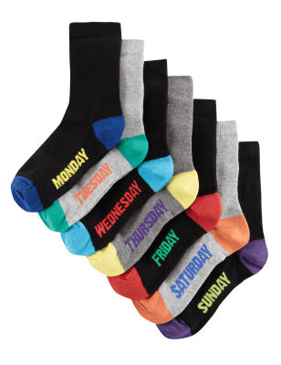 

Хлопковые носки с цветными надписями дней недели и технологией Freshfeet™ для мальчика 5-14 лет (7 пар)