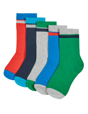 

Хлопковые цветные носки Freshfeet™ с полоской для мальчика 5-14 лет (5 пар)
