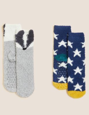 2pk Badger & Star Socks