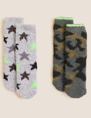 2pk Camouflage & Star Socks