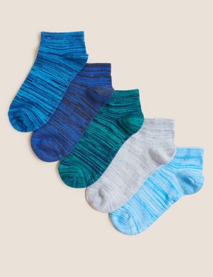 Kids Boys 3 Pack Design Cotton Rich Soft Trainer Liner Ankle Socks Invisible 