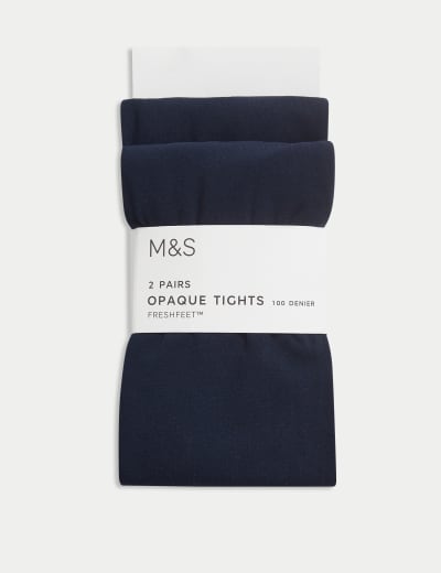 M&S Womens 140 Denier Thermal Sheer Fleece Tights - Black Mix