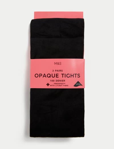 2pk 100 Denier Body Sensor™ Opaque Tights, M&S Collection