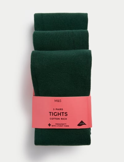 2pk Cotton Rich Thermal Tights (4-14 Yrs), M&S Collection