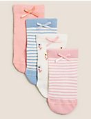 Детские носки из хлопка с цветочным рисунком и полосками (4 пары)