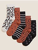 Хлопковые носки с леопардовым принтом (5 пар)