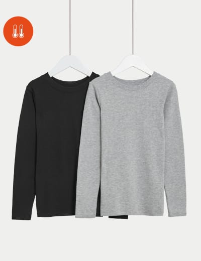 Buy Grey & Cream Pointelle Long Sleeve Thermal Top 2 Pack - 16 | Thermals |  Tu