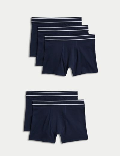 3pk Cotton Rich with Lycra® Trunks (6-16 Yrs), M&S Collection