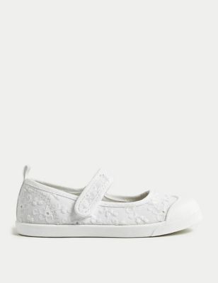 Kids’ Embroidered Riptape Mary Jane Shoes (4 Small - 13 Small)