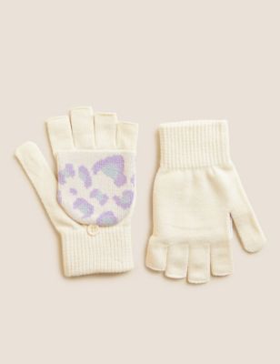 Kids' Leopard Print Flip Top Gloves (0 - 13 Yrs)