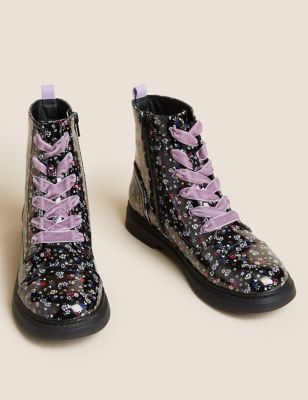 Kids' Freshfeet™ Floral Ankle Boots (1 large - 6 Large)