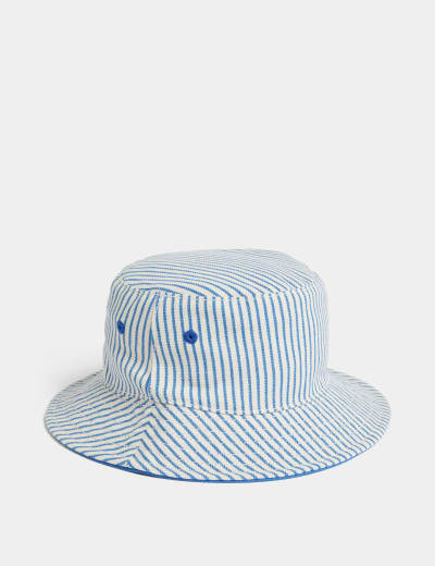 Kids Pure Cotton Striped Sun Hat 1 6 Yrs M S Collection M S