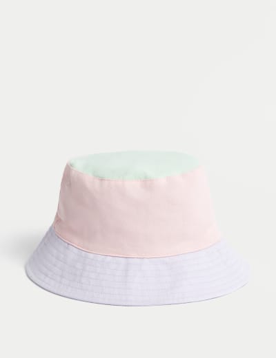 M&S Girls 2pk Pure Cotton Sun Hats (1-13 yrs) - 12-18 - Pink Mix