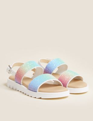 Kids' Rainbow Glitter Sandals (13 Small - 6 Large)