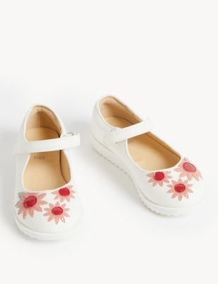 Kids’ Floral Riptape Mary Jane Shoes (4 Small - 13 Small)