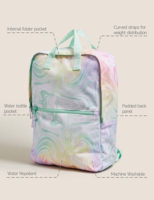 Kids' Water Repellent Marble Print School Backpack