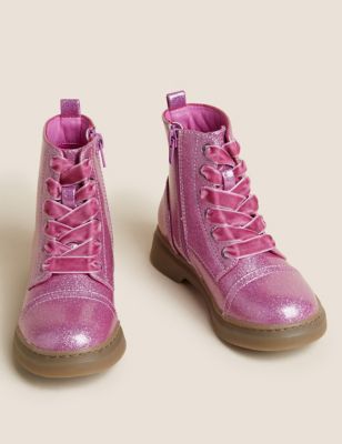 Girls Boots Infant ShoeS Uk 1 Boots Trainers Side Zip Pink Ankle Boots Gift 