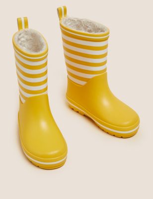 Kids' Striped Warm Lined Wellies (3 Small - 13 Small)
