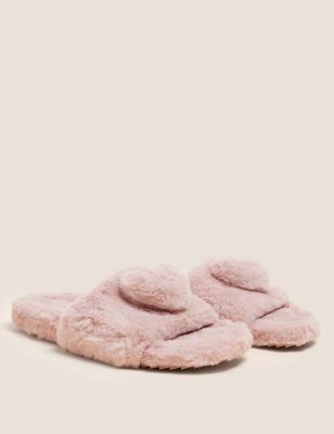 Kids’ Heart Faux Fur Slippers (13 Small - 6 Large)