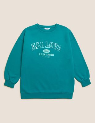 Cotton Rich All Love Slogan Sweatshirt (6-16 Yrs)