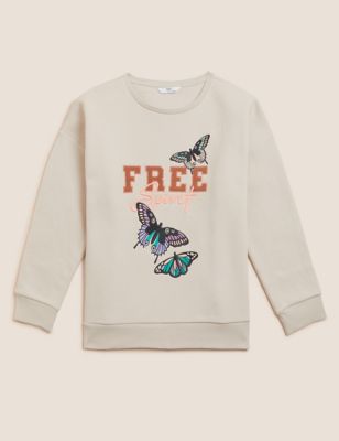 Cotton Rich Butterfly Sweatshirt (6-16 Yrs)