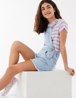 Denim Embroidered Dungarees (6 - 16 Yrs)
