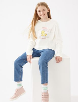 Pure Cotton Looney Tunes™ Long Sleeve Top (6-16 Yrs)