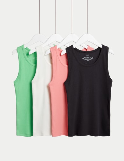 5pk Pure Cotton Vests 2 14 Yrs M S Collection M S