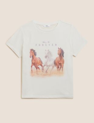 Pure Cotton Horse Print T-Shirt (6-16 Yrs)