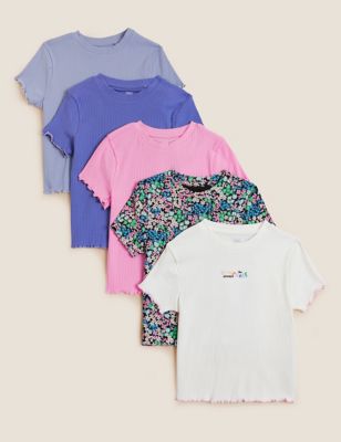 5pk Pure Cotton Patterned T-Shirts (6-16 Yrs)