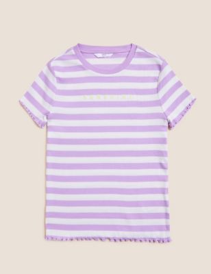 Pure Cotton Sunshine Slogan Striped T-Shirt (6-16 Yrs)