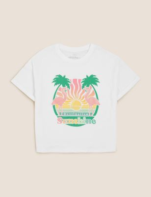 Pure Cotton Flamingo T-Shirt (6-16 Yrs)