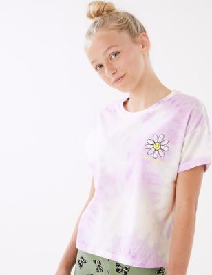 Pure Cotton Tie Dye Daisy Print T-Shirt (6-16 Yrs)