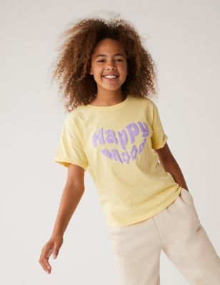 Pure Cotton Happy Mood Slogan T-Shirt (6-16 Yrs)