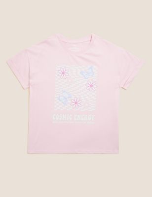 Pure Cotton Cosmic Energy Slogan T-Shirt (6-16 Yrs)