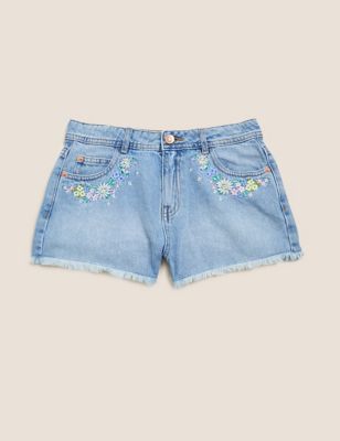 Denim Embroidered Shorts (6-16 Yrs)