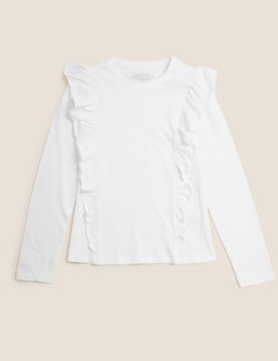 Cotton Frill Long Sleeve Top (6-16 Yrs)