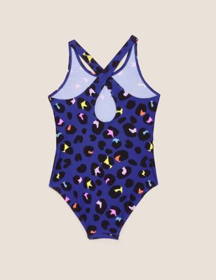 Girls M&S UPF 50 Chlorine resist Swimming Costume colourful Age 12-18 months bn 