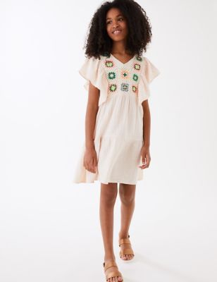 Pure Cotton Crochet Dress (6-16 Yrs)