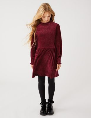 Velvet Shirred Dress (6-16 Yrs)