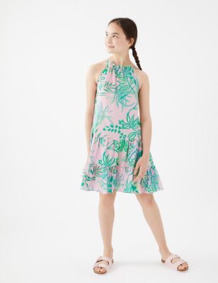 Cotton Rich Tropical Print Dress (6-16 Yrs)